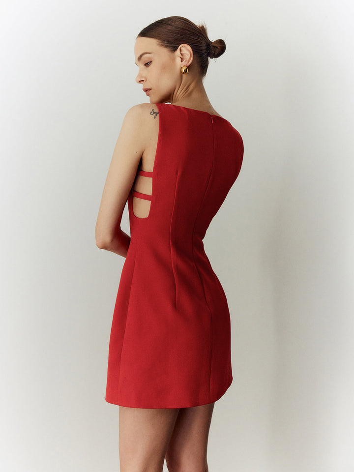 Sleeveless Cutout Solid Dress