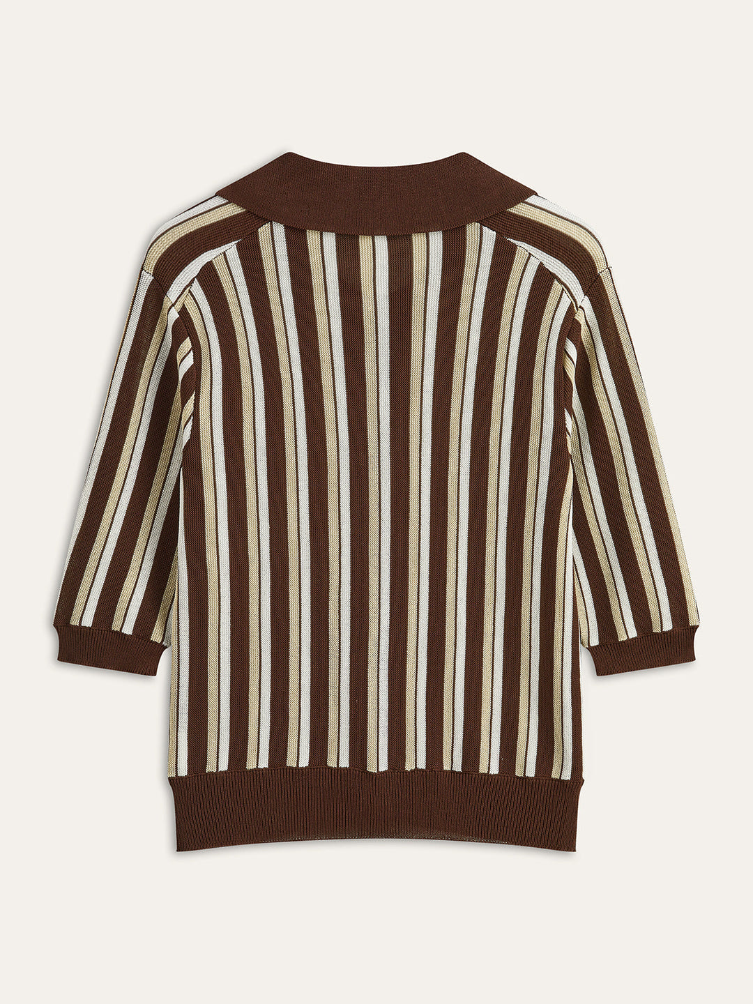 Striped Button-Down Knit Top