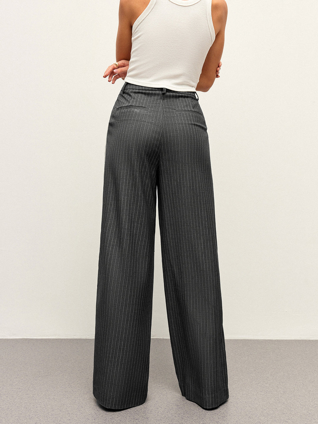 Mid-Waist Striped Panel Pants