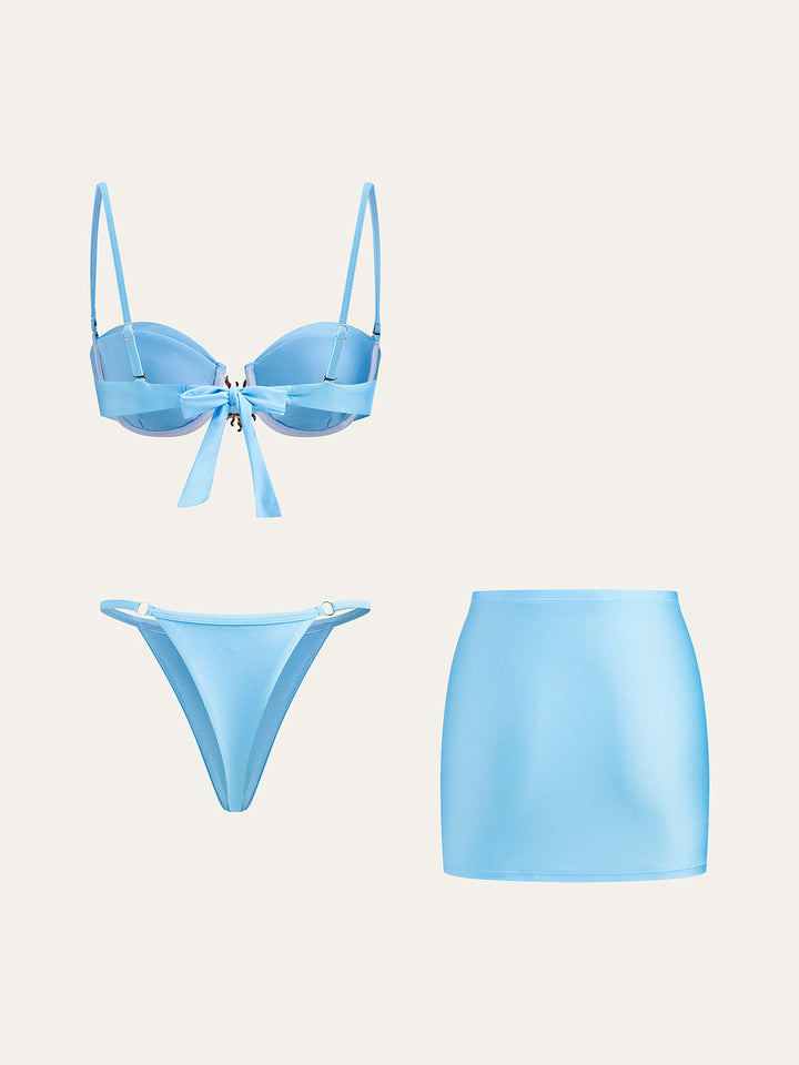 Sunshine Charm Bikini Set With Cover-Up Skirt