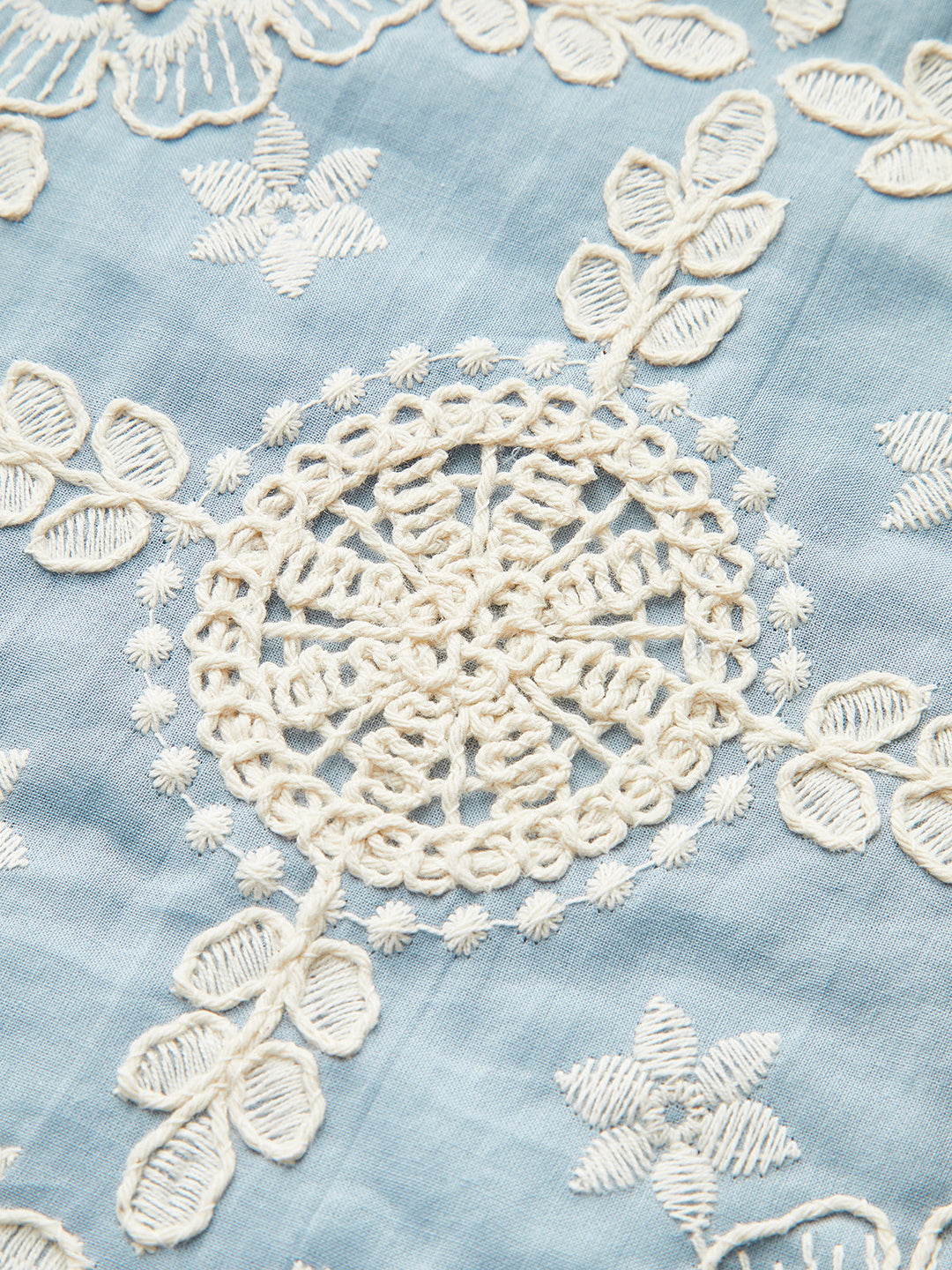 Embroidered Cotton Sleeveless Dress