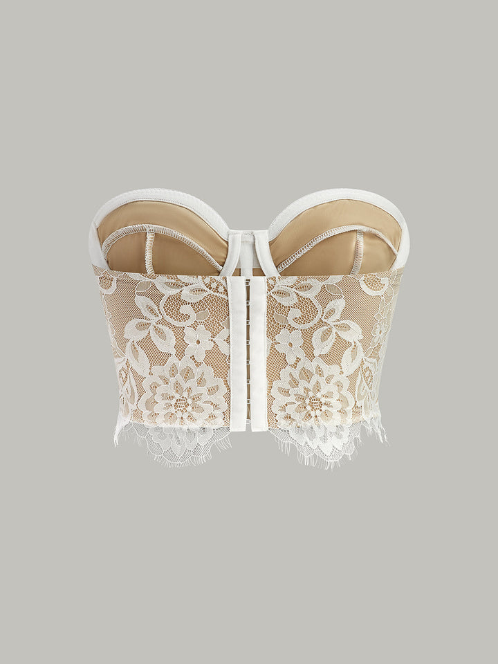 Strapless Floral Lace Corset Top