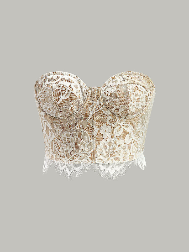 Strapless Floral Lace Corset Top