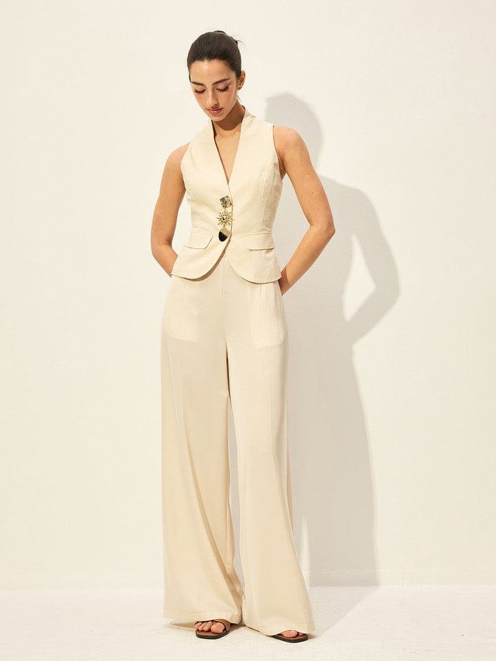 Cotton & Linen Decor Pockets Vest
