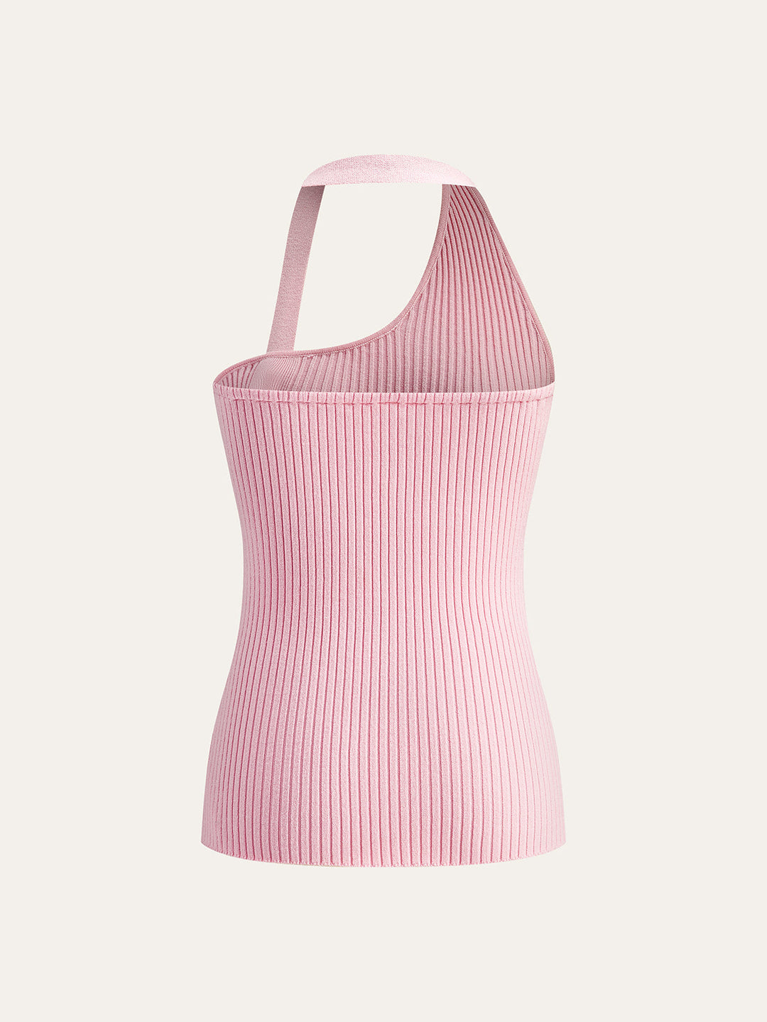 Asymmetrical Halter Button Knit Top