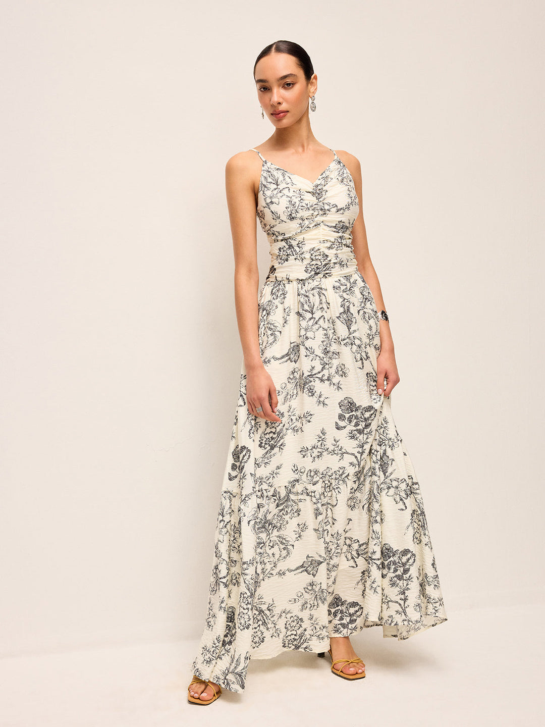 Floral Print Ruched Cami Dress