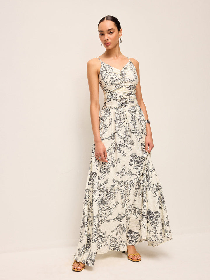 Floral Print Ruched Cami Dress