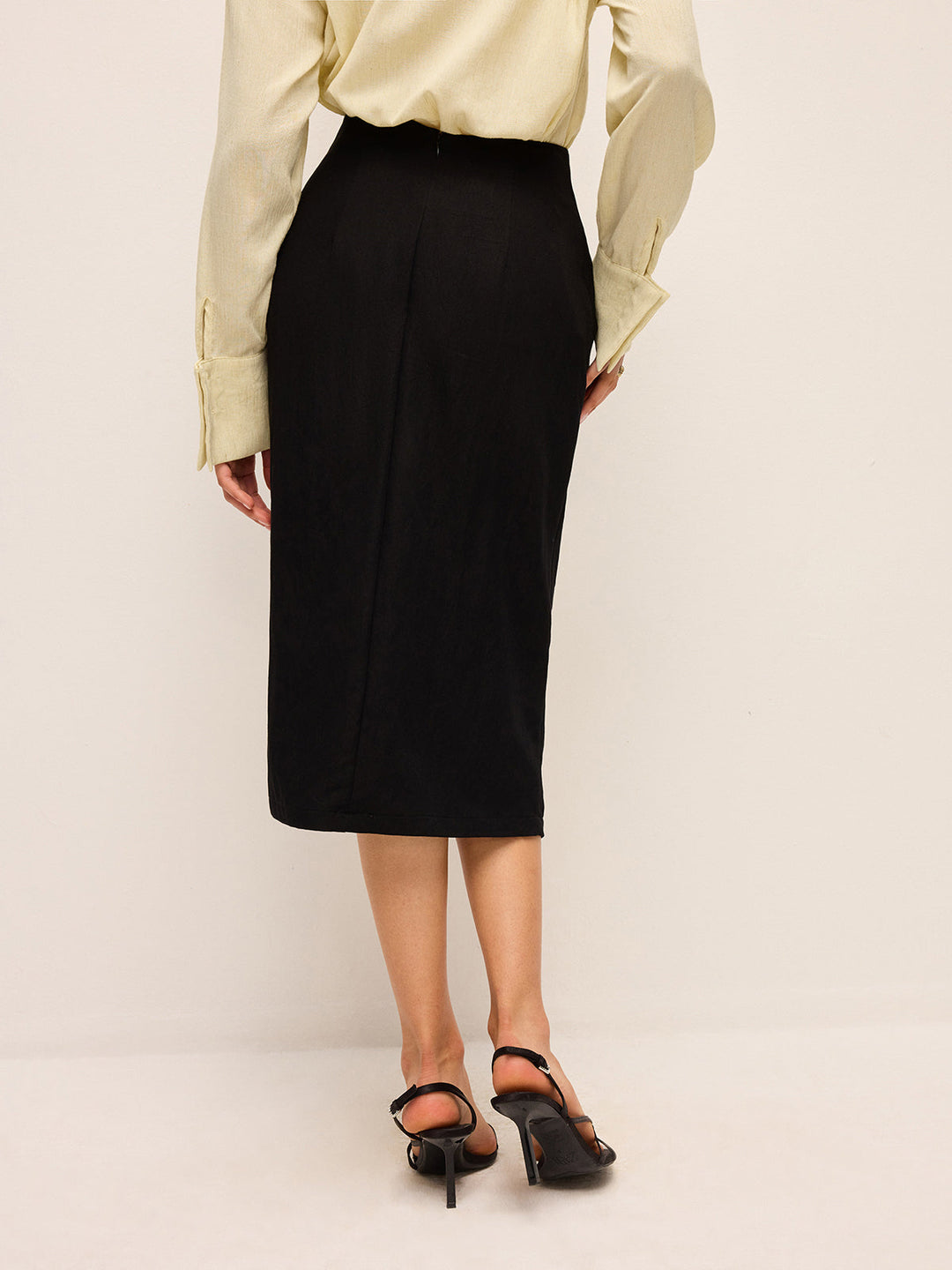 Draped Front Split Skirt