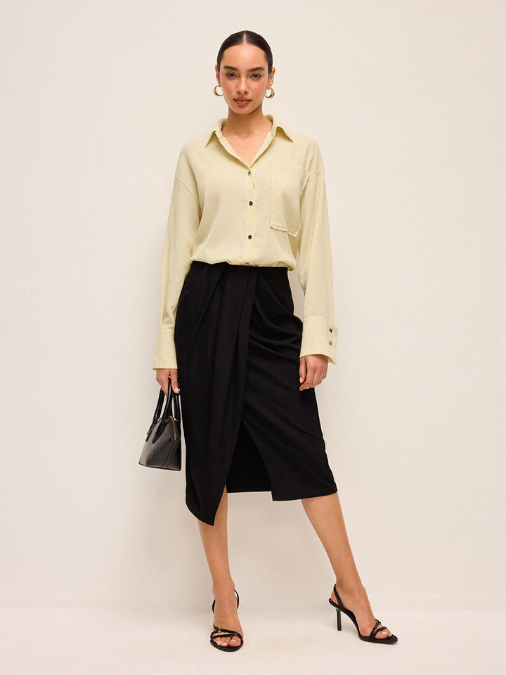 Semi-Sheer Long Sleeve Button-Up Shirt