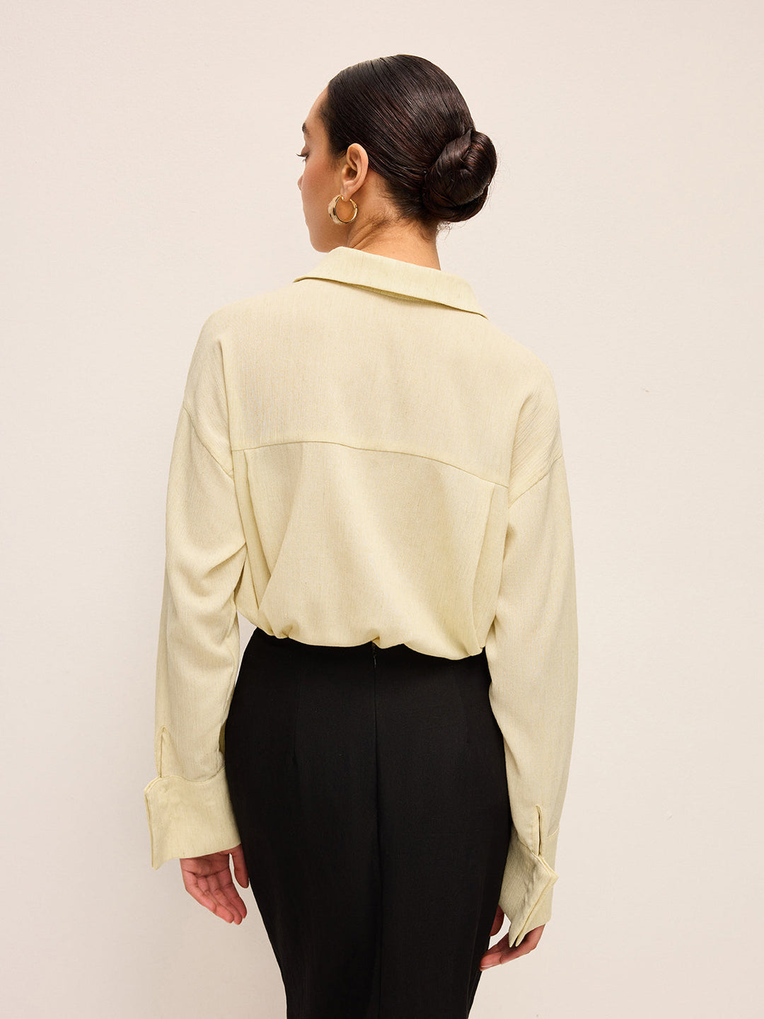 Semi-Sheer Long Sleeve Button-Up Shirt