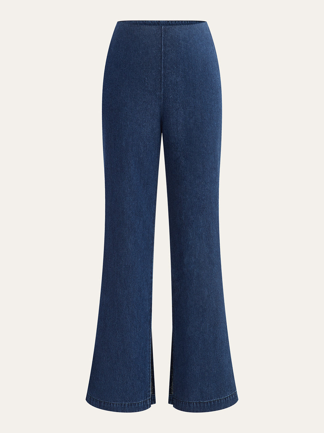 Front-Slit High-Waisted Denim Pants