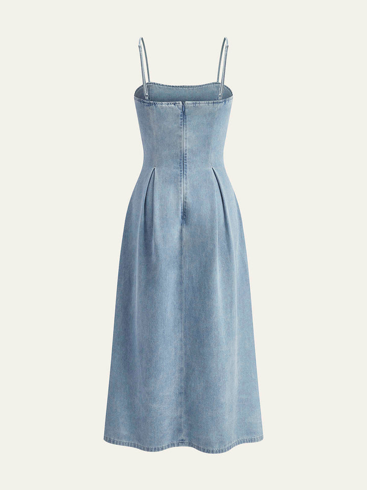 Minimalist Zipper Denim Dress