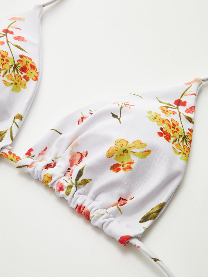 Floral Print Tie-String Bikini Set