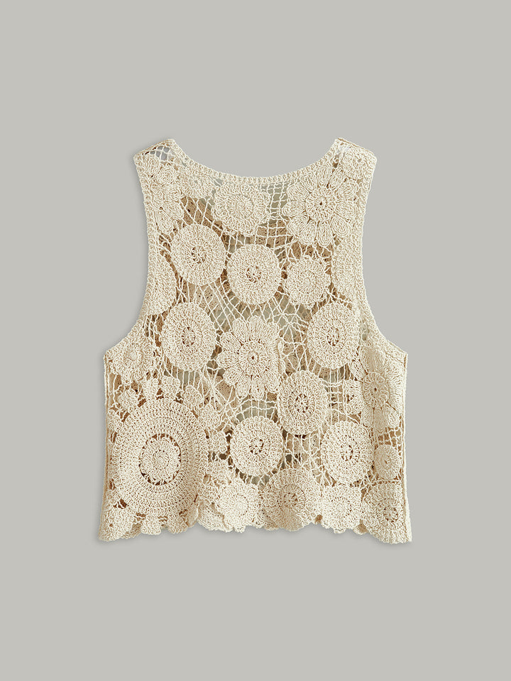 Sheer Sleeveless Cotton Sweater Vest