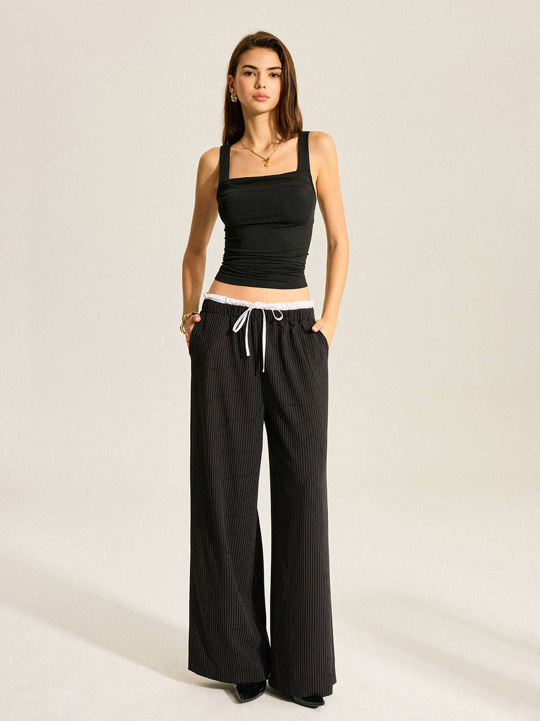 Striped Wide-Leg Pants