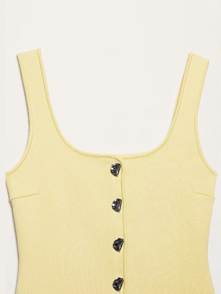 Curved Hem Ribbed Knit Vest