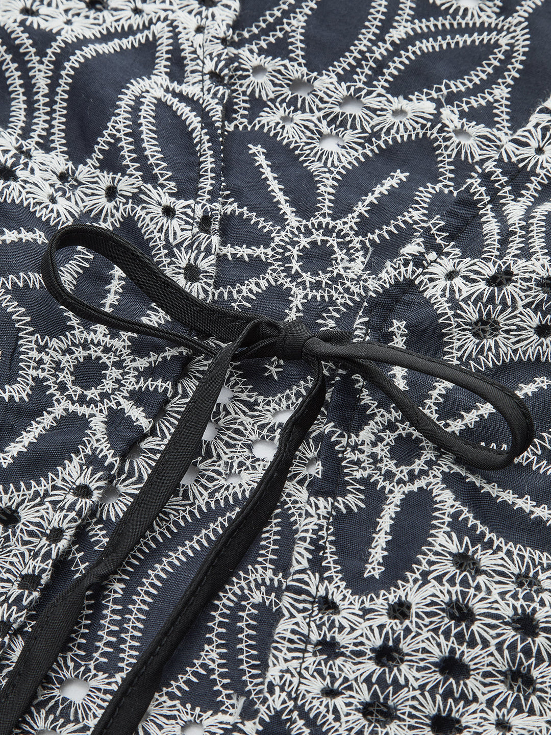 Embroidered Blouse with Tie-Front