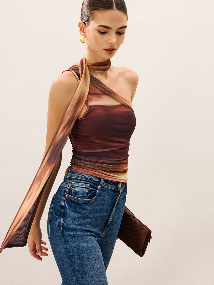 Dradient Top With Scarf-Detail
