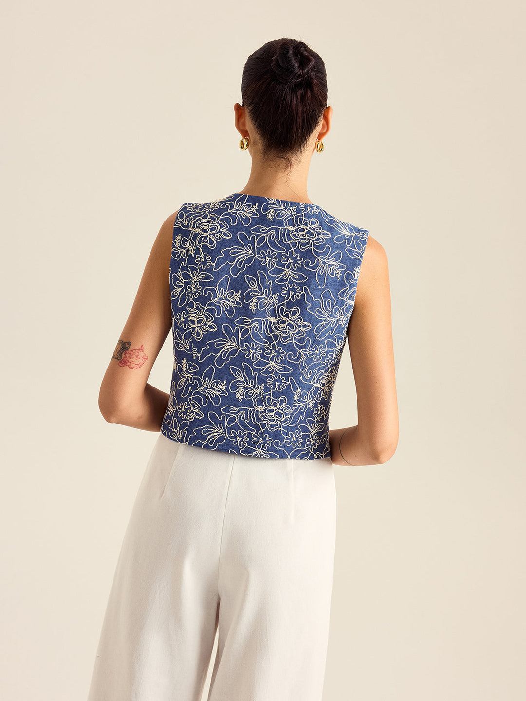 Floral Embroidered Vest