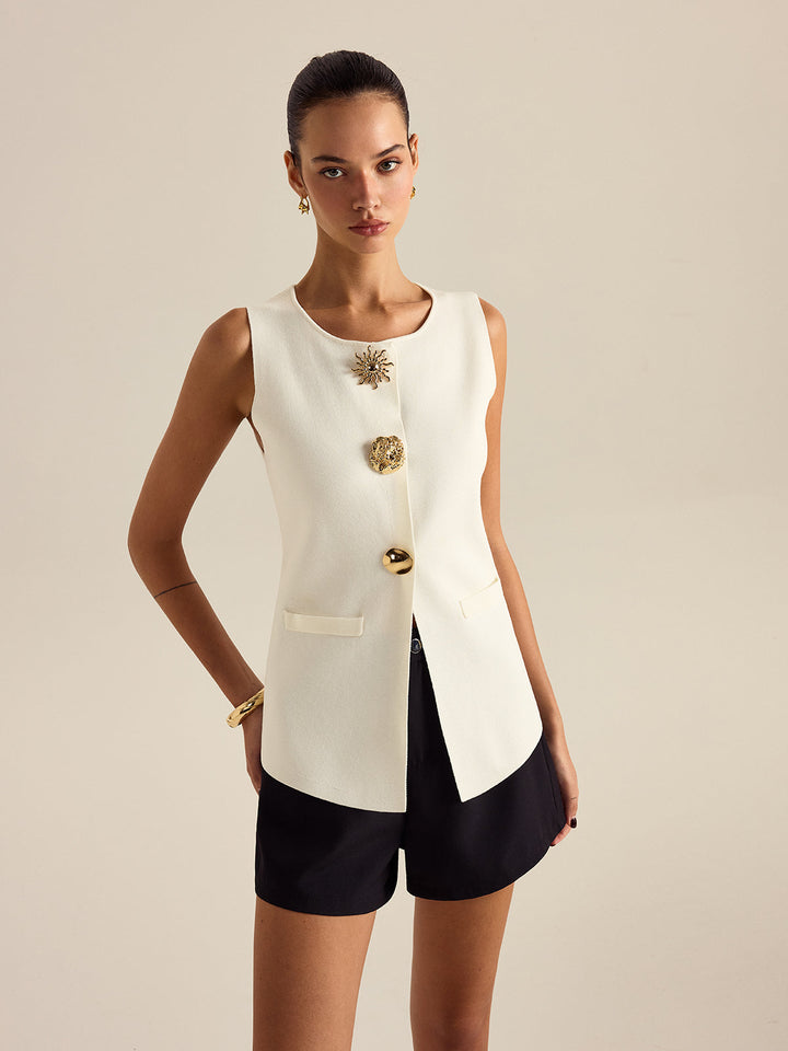 Metal Decor Sleeveless Vest