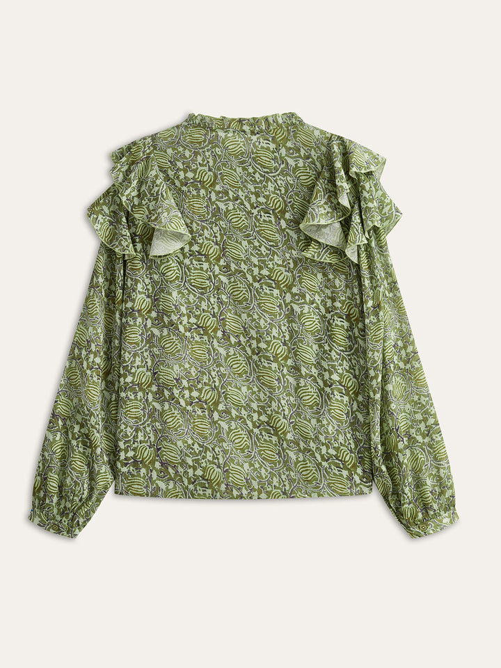 Floral Printed Ruffle Shirt