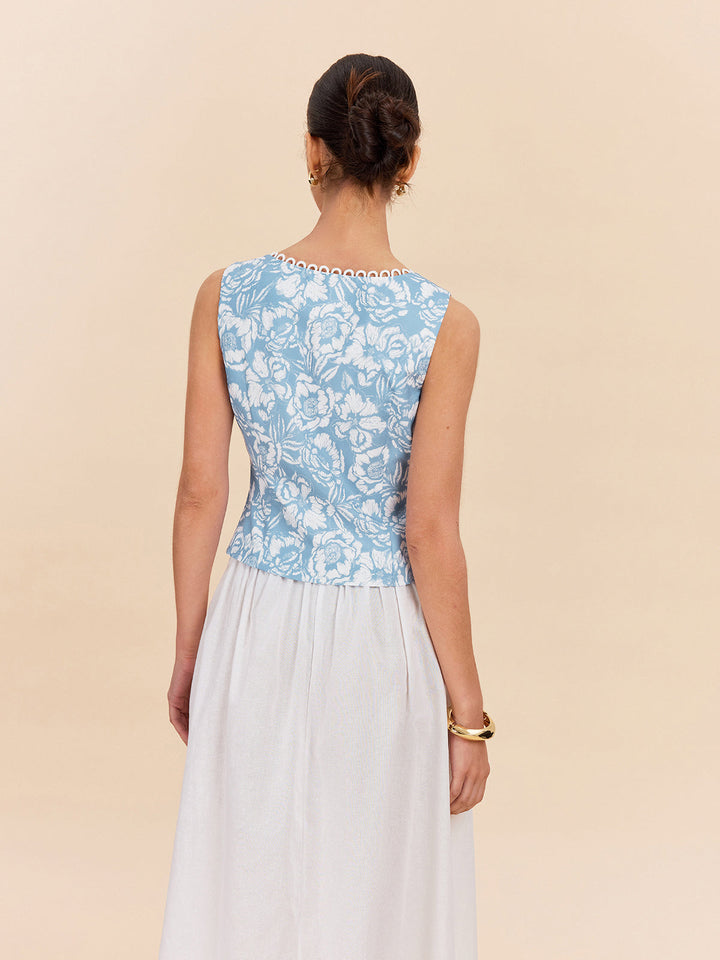 Floral Print Button-Front Top