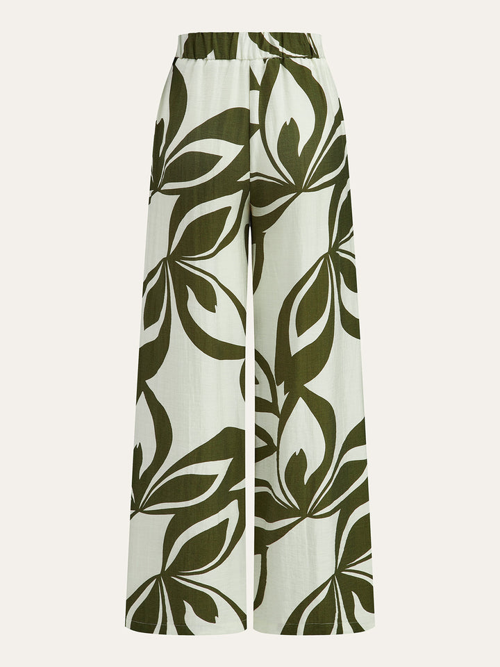 Floral Print Wide-Leg Pants