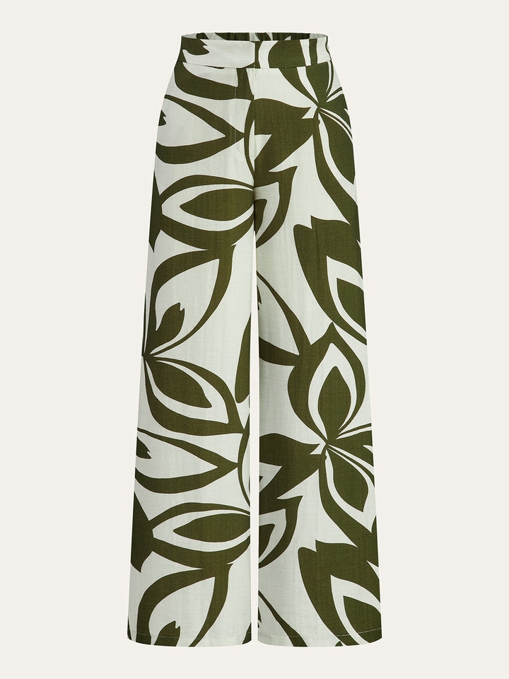 Floral Print Wide-Leg Pants