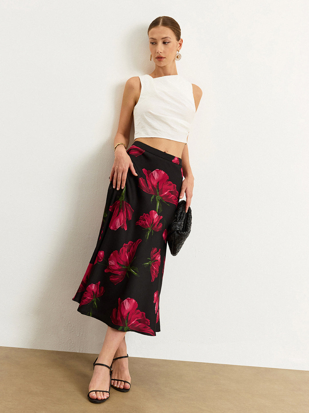 Asymmetric Pleated Textured Fabric Top