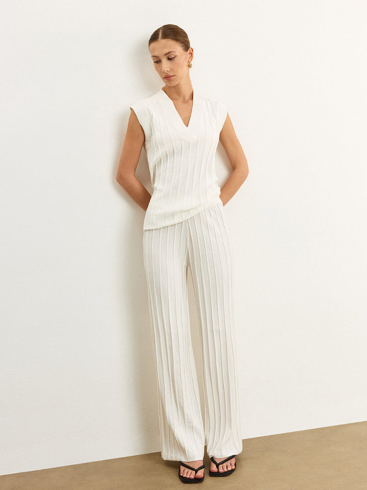 Ribbed Knit V-Neck Tank Top