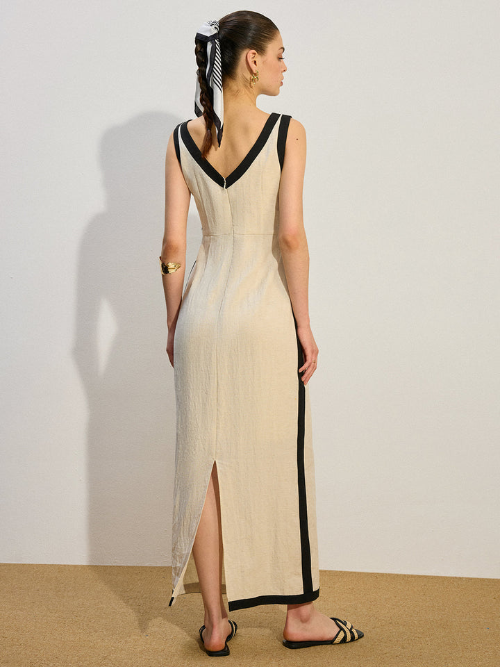 Contrast Trim Maxi Dress