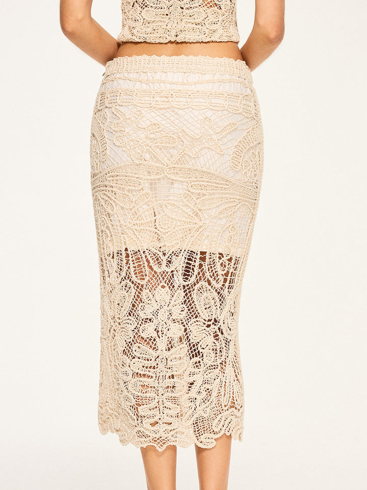 Sheer Crochet Midi Skirt