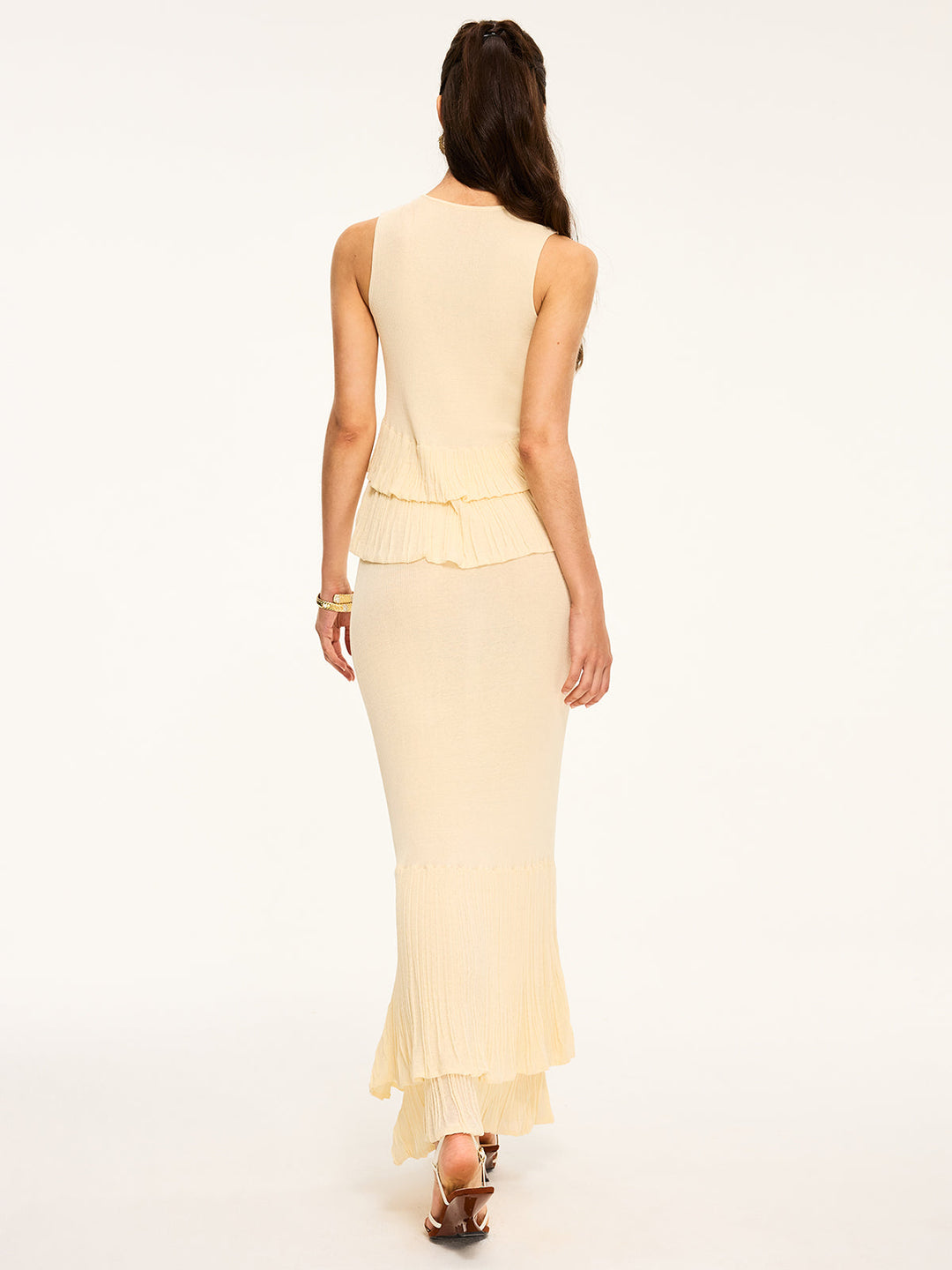 Pleated Hem Maxi Skirt