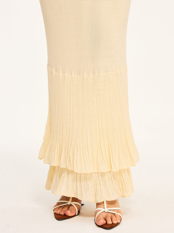 Pleated Hem Maxi Skirt