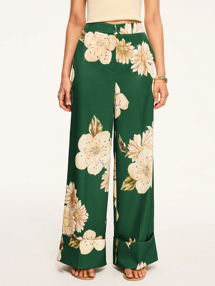 Floral Print Wide-Leg Pants