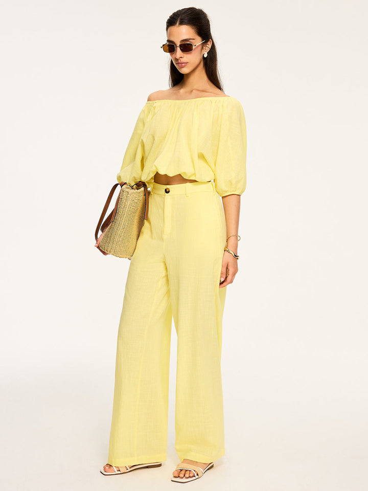 Mid-Waisted Wide-Leg Pants