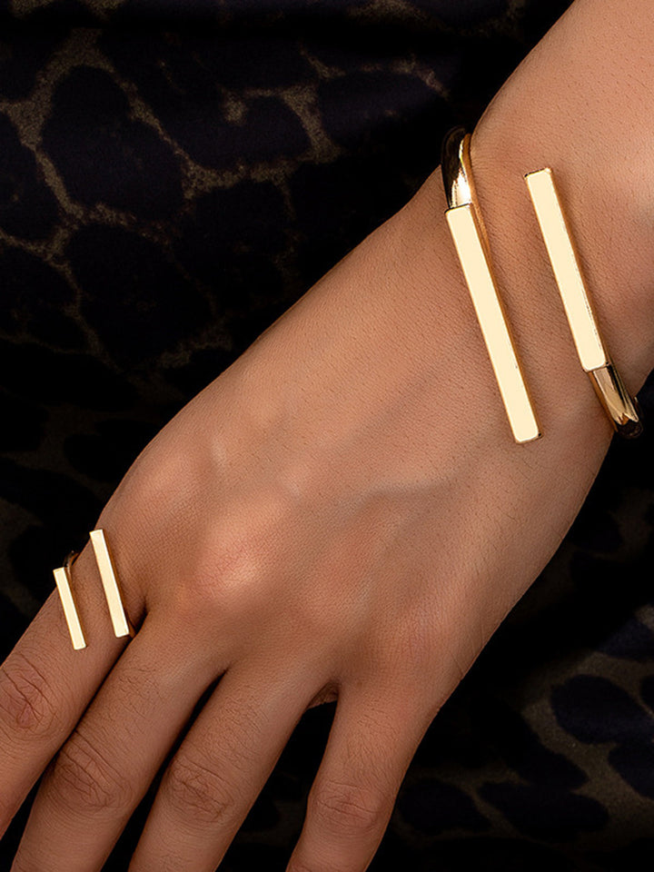 Geometric Golden Ring & Bracelet Set