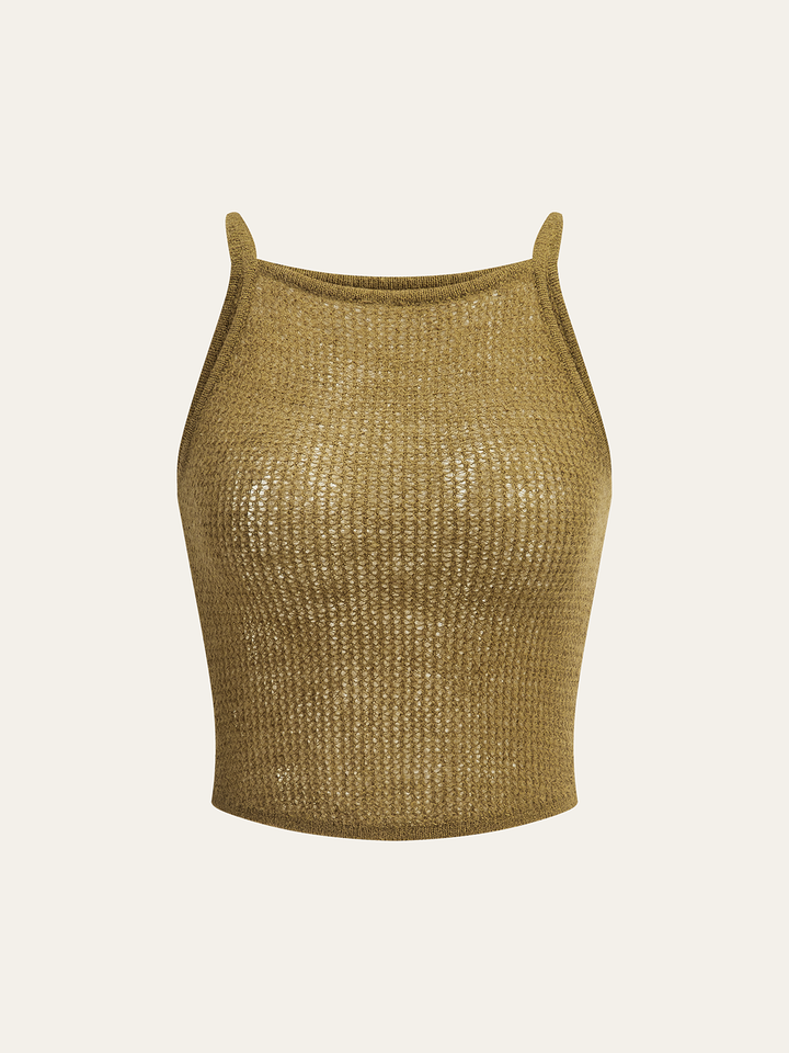Semi-Sheer Knit Crop Top