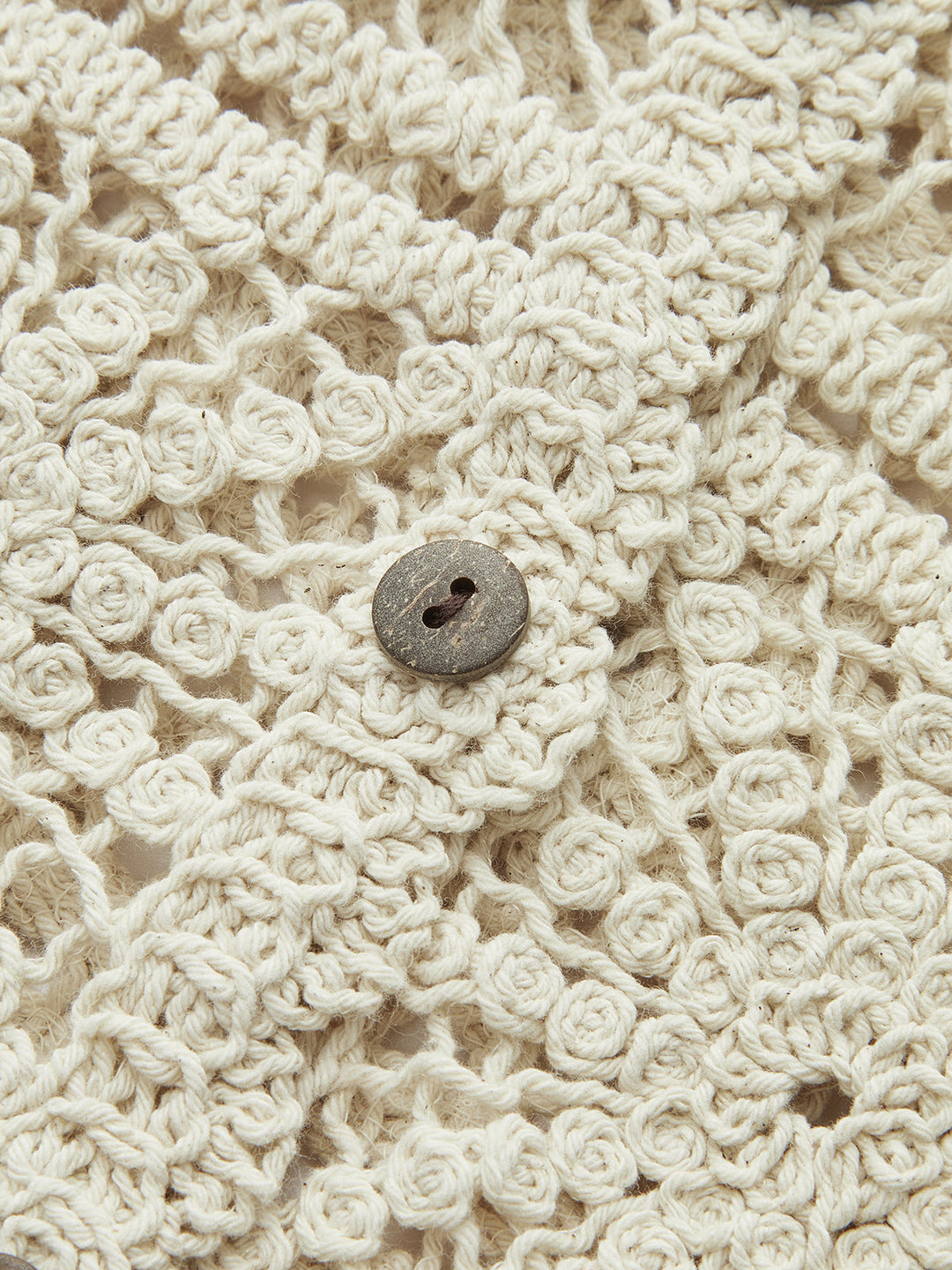 Crochet Knit Vest with Button Front