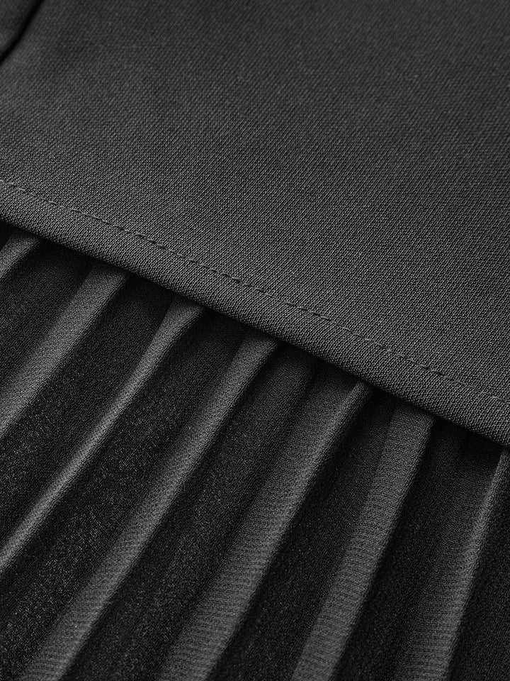 Pleated Mesh Hem Midi Skirt