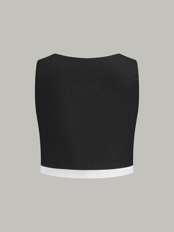 Contrast Trim Skirt Set