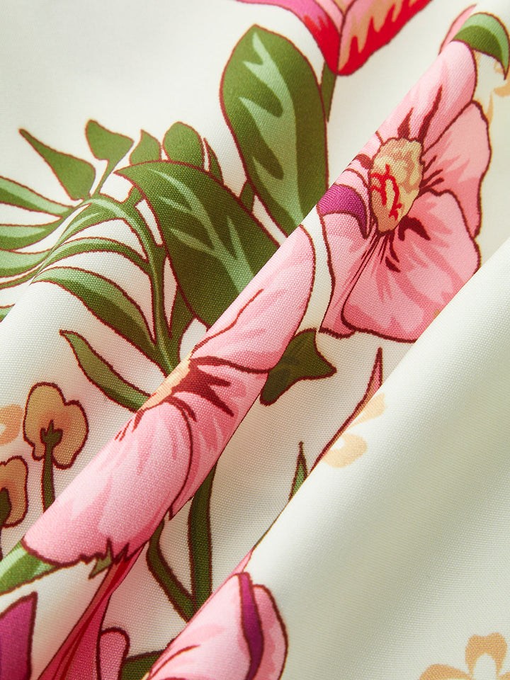 Floral Print V-Neck Tie-Back Bodysuit