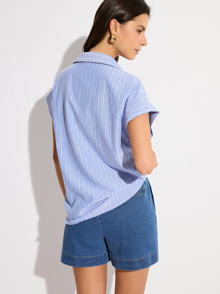Pocketed Striped Oversized Shirt