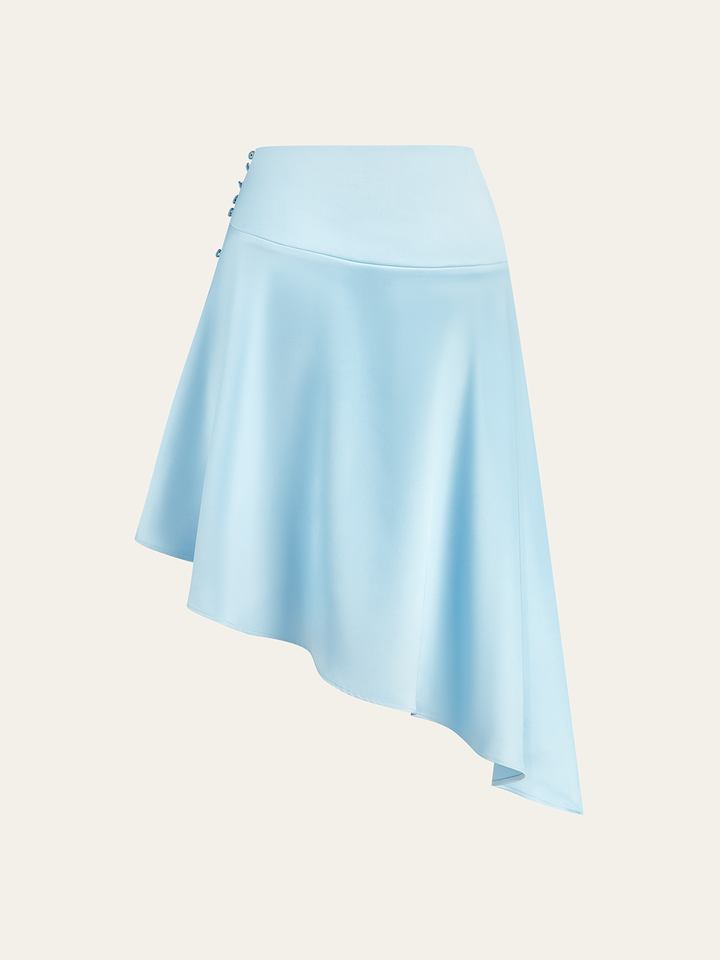 Asymmetrical Skirt with Side Buttons