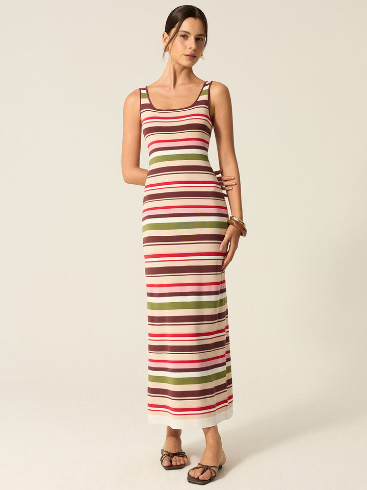 Color-Block Striped Maxi Dress
