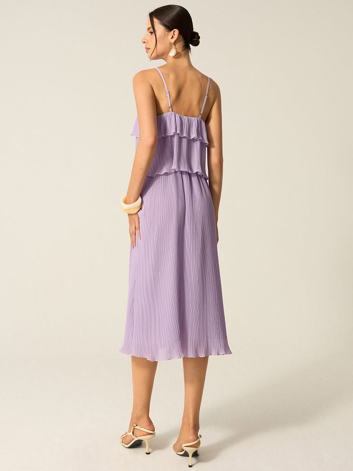 Tiered Pleated Maxi Dress