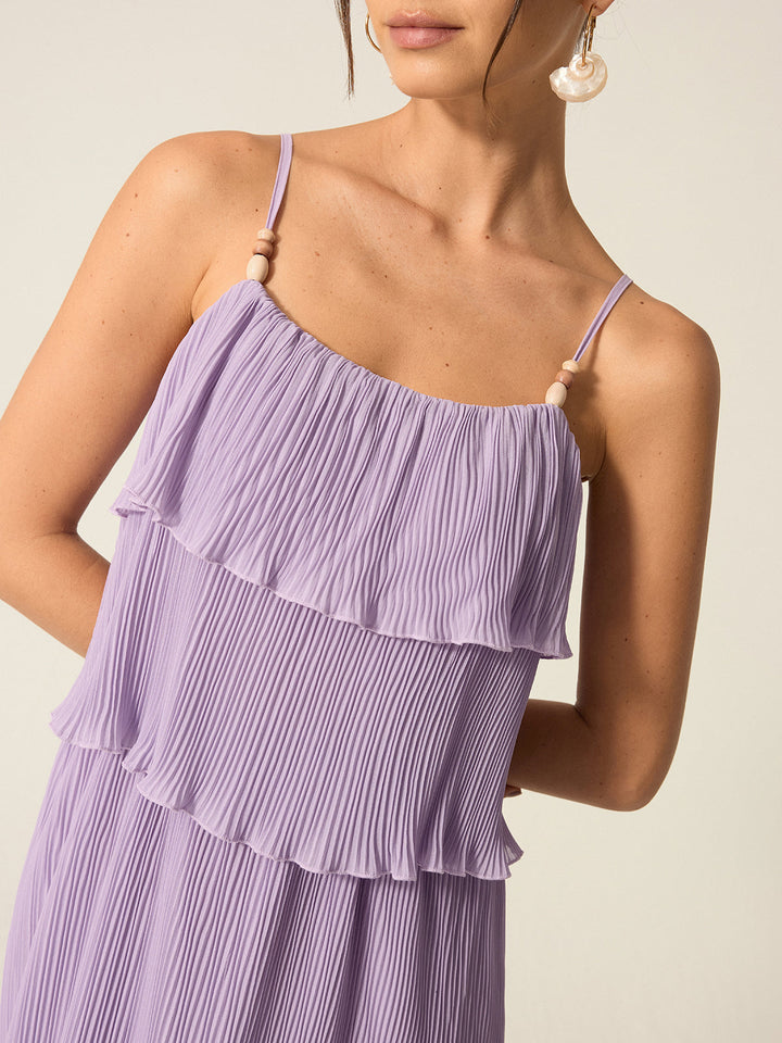 Tiered Pleated Maxi Dress