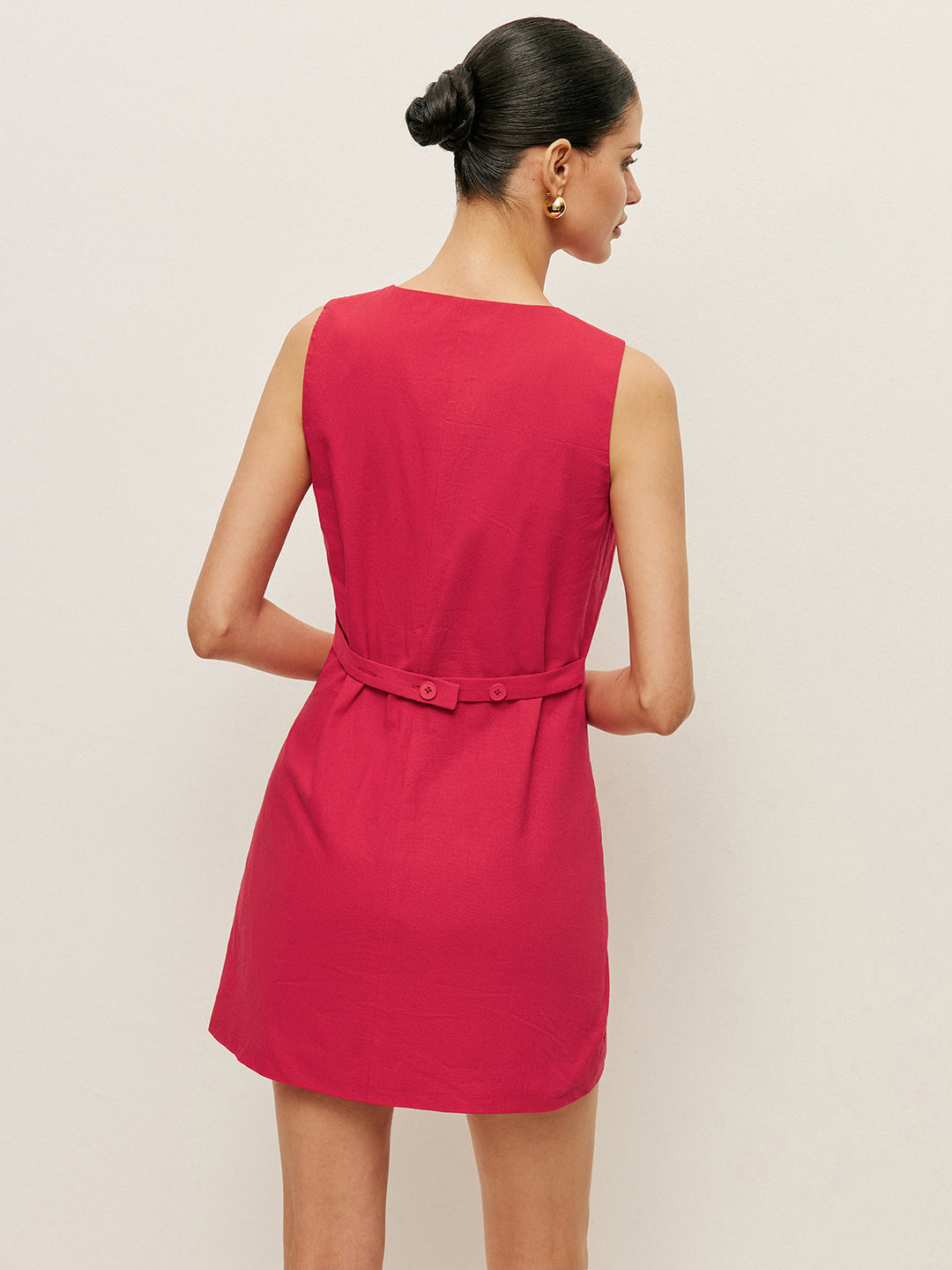 Cotton Buttoned Pockets Dress