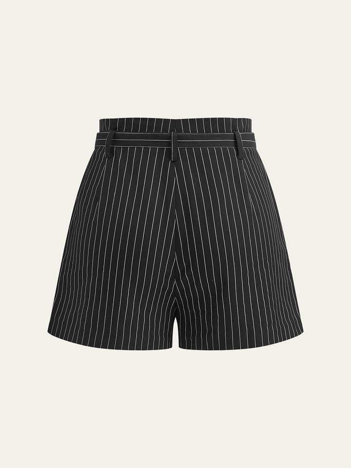 Belted Striped Shorts