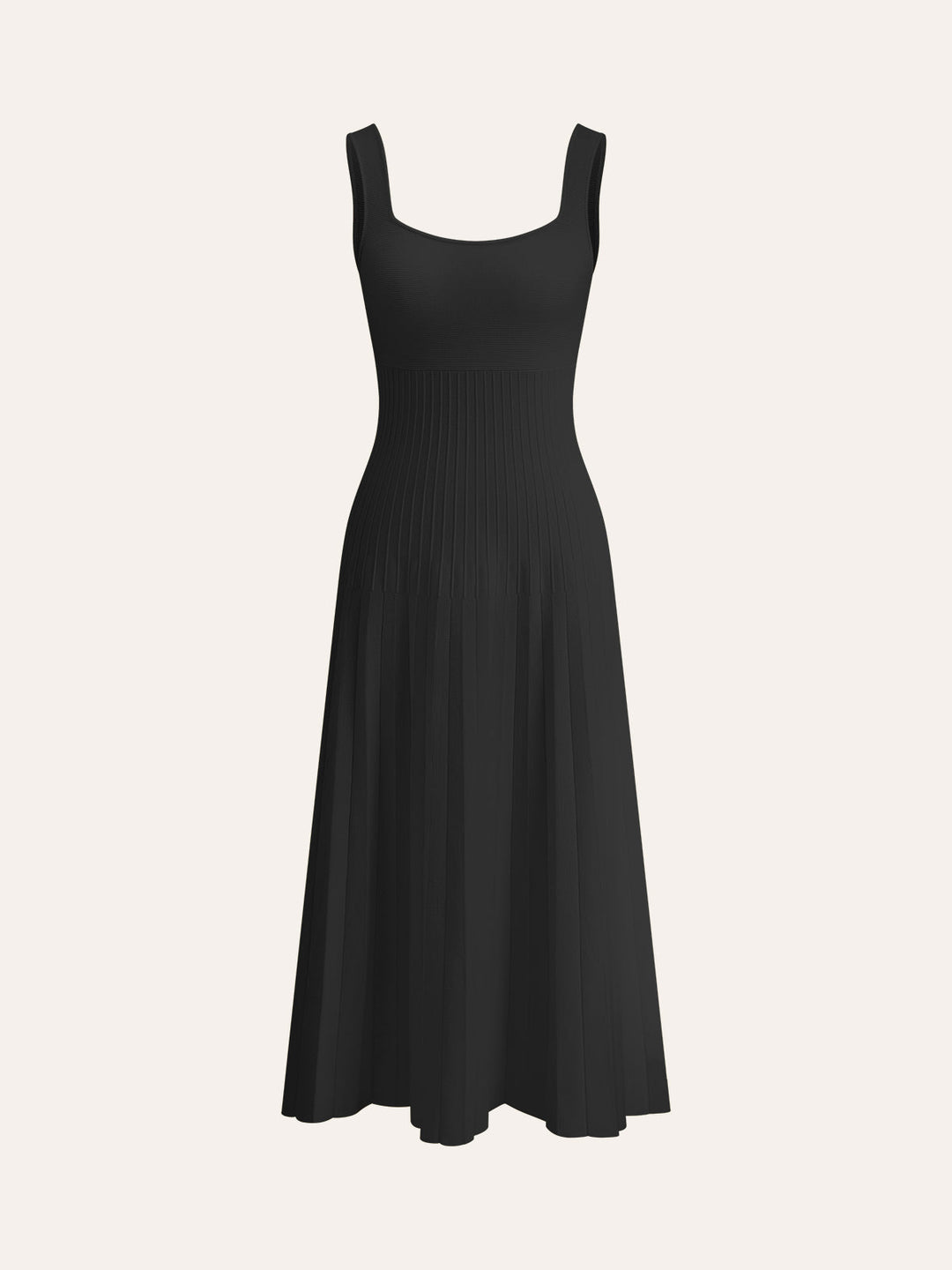 Square-Neck Ribbed Knit Dress